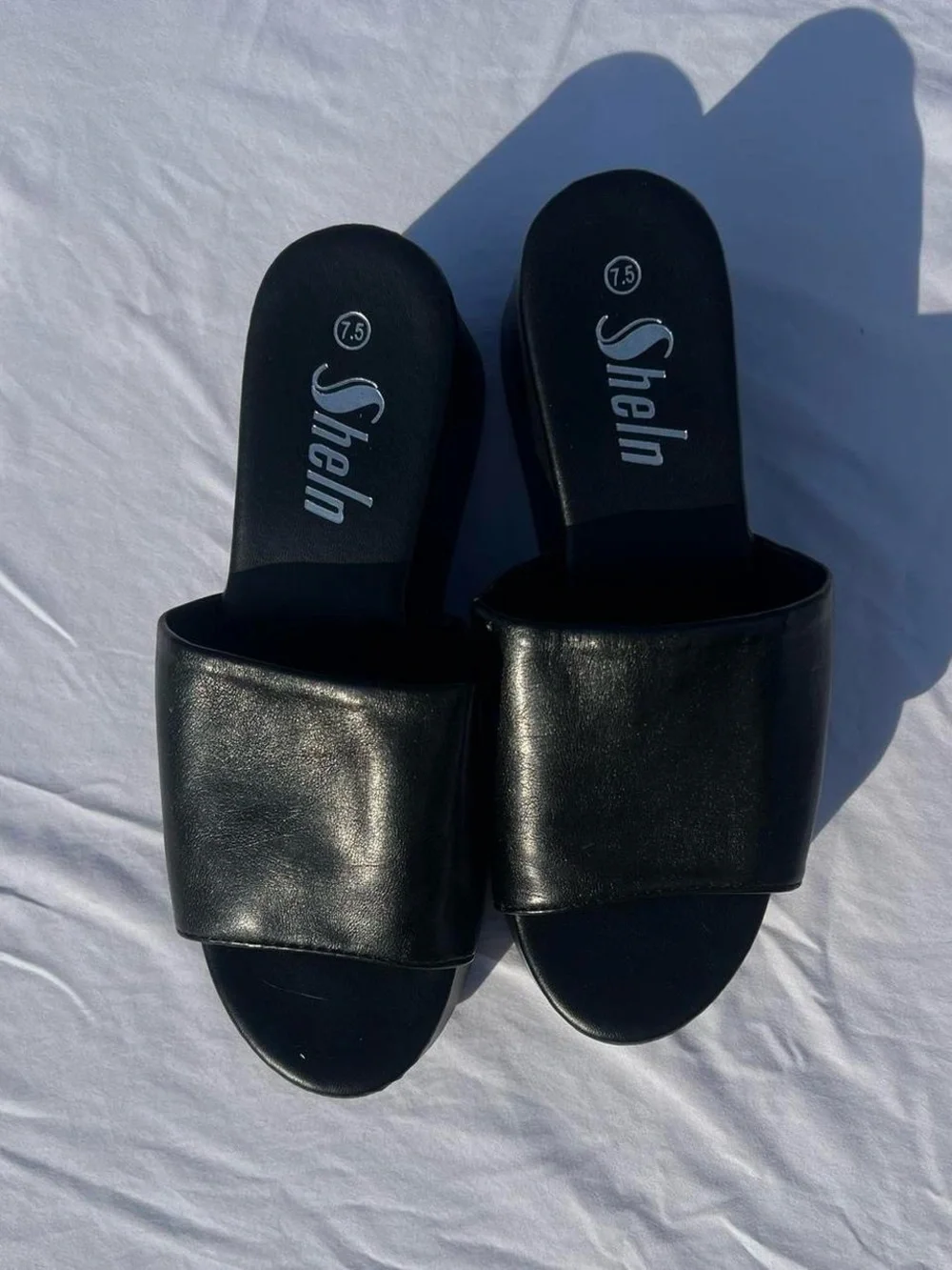 Black Platform Slide Sandals